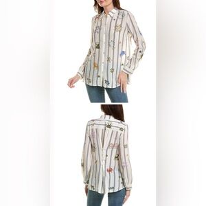 Johnny Was Ariana Button Back Stripe Shirt Size XS